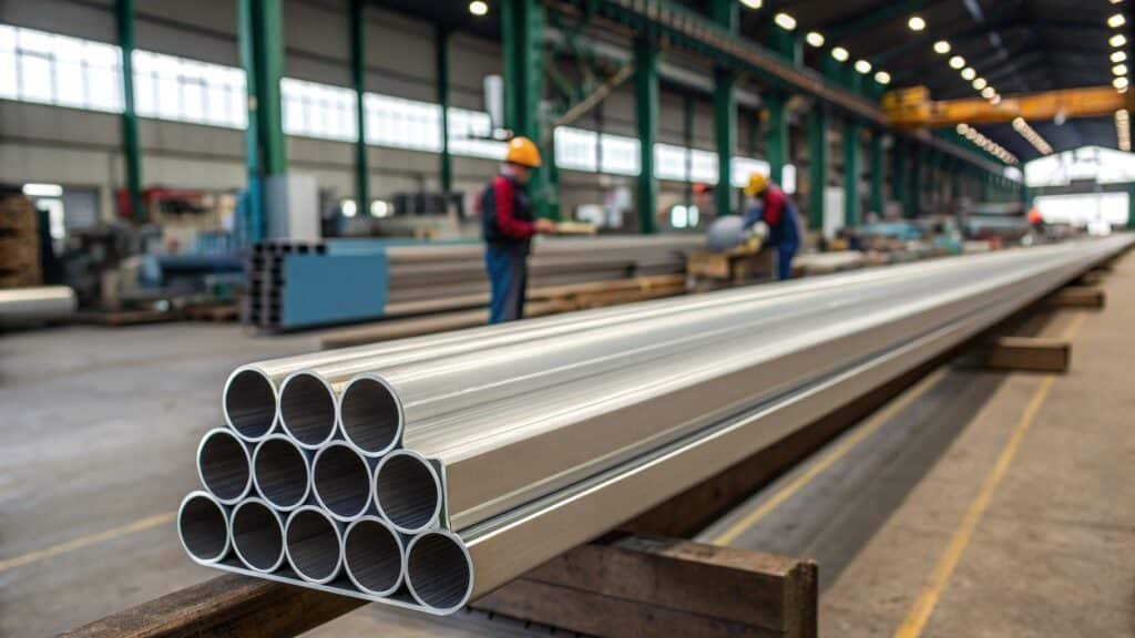 A world map with arrows showing aluminum exports from China to various regions, with a highlighted path to the Middle East.